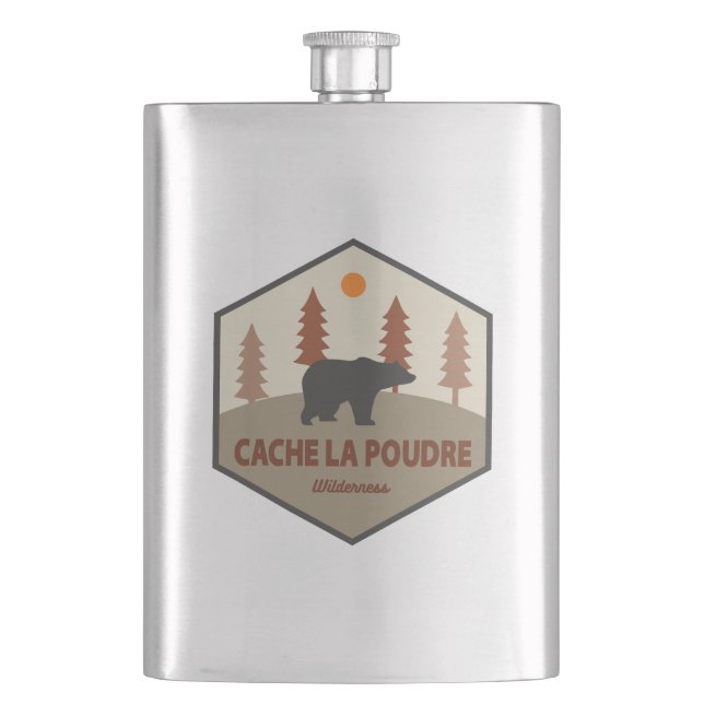 Cache La Poudre Wilderness Colorado Bear Flachmann (Vorderseite)
