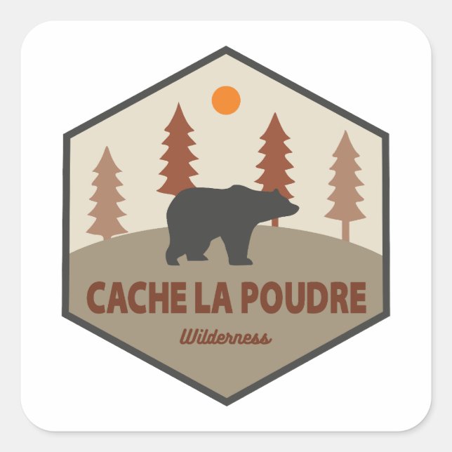 Cache La Poudre Wilderness Colorado Bear Quadratischer Aufkleber (Vorderseite)