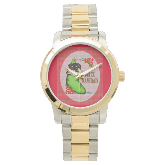 Cachorrito Feliz Navidad Armbanduhr (Vorderseite)