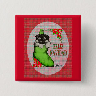 Cachorrito Feliz Navidad Button