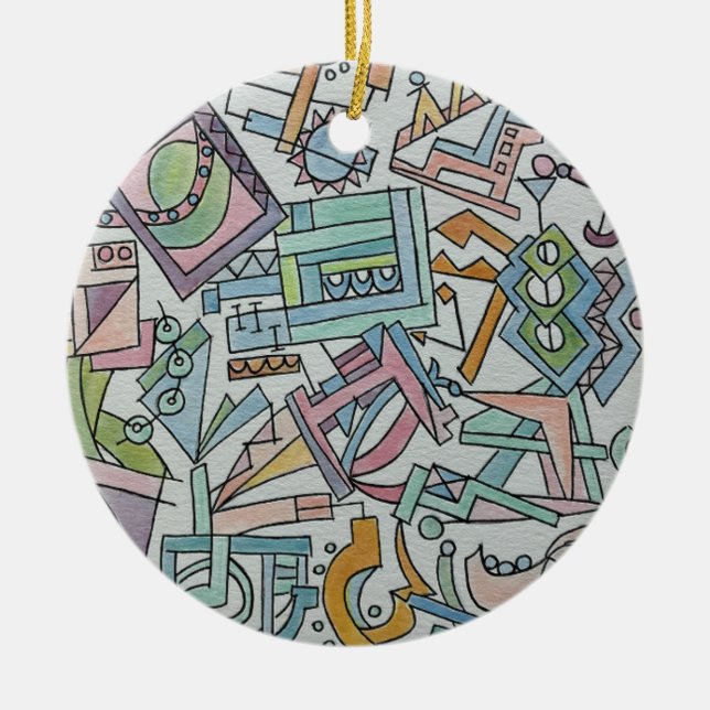 Cacophony-Whimsical Modern Geometric Art Keramik Ornament (Vorne)