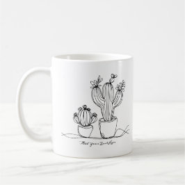 Cacti Abstrakt Line Art mit Personalisiertem Text Kaffeetasse