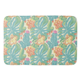 Cacti and plant Desert Botanical Green Orange Pink Badematte