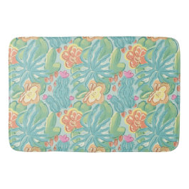 Cacti and plant Desert Botanical Green Orange Pink Badematte