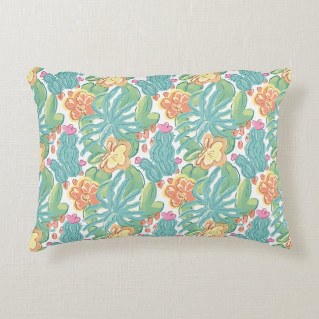 Cacti and plant Desert Botanical Green Orange Pink Dekokissen (Vorderseite)