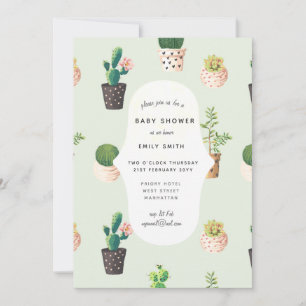 Cacti Baby Shower lädt zu Aquarellnuancen ein Einladung