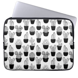 Cacti Black Line Art Pattern Laptopschutzhülle