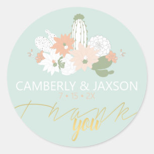 Cacti Cactus Theme Wedding individuell anpassbar V Runder Aufkleber