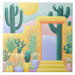 Cacti Garden Südwestwüste Landschaftsbild Kunstvol Fliese