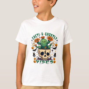 Cacti & Ghosted Vibes: Spooky Pumpkin Design T-Shirt