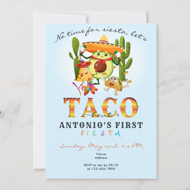 Cacti No time for Siesta First Fiesta 1. Geburtsta Einladung (Vorderseite)