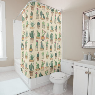 Cacti Pattern Pflanze Illustration Duschvorhang