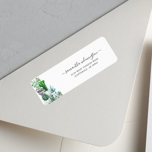 Cacti-Pflanze Botanische Script-Rücksendeadresse (Change of Address Return Address Cacti Label)