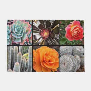 Cacti Rose Blume Foto Collage farbenfroh modern Fußmatte
