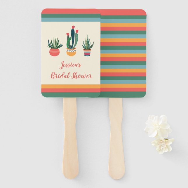 Cacti Succulent Brautparty Handfan Fächer (Vorne und Hinten)