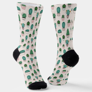 Cacti succulents potted Pflanze Muster Socken