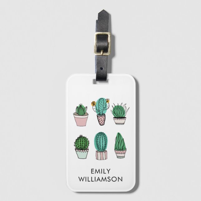 Cacti succules zur Darstellung personalisierter Na Gepäckanhänger (Vorderseite Vertikal)