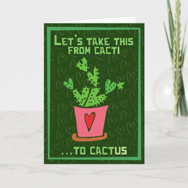 Cacti to Cactus Funny Valentine Card Karte (Vorderseite)