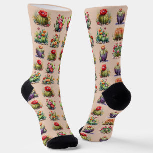 Cacti Watercolor-Muster Socken
