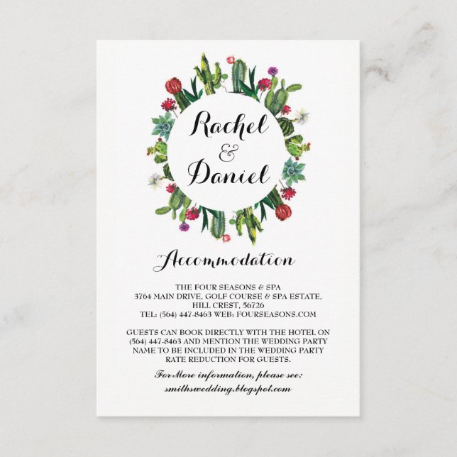 Cactus Accommodation Fiesta Wedding Cards Details Begleitkarte (Vorderseite)