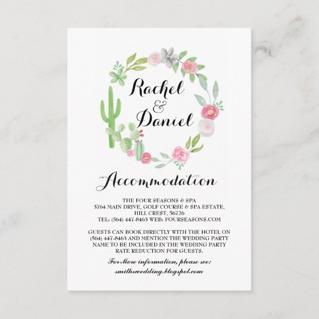 Cactus Accommodation Fiesta Wedding Cards Details Begleitkarte (Vorderseite)