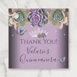 Cactus and Butterfly Elegant Quinceanera Gevor Tag Geschenkanhänger