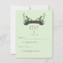 Cactus and Succulent Boho Wedding RSVP Karte