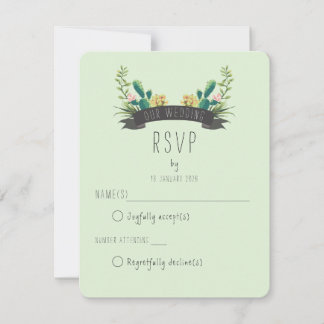 Cactus and Succulent Boho Wedding RSVP Karte