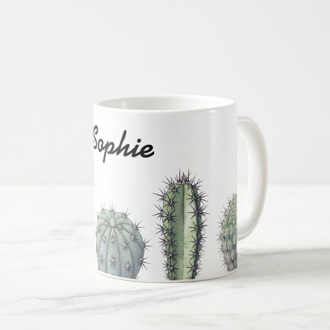 Cactus Aquarell Tasse (VorderseiteRechts)