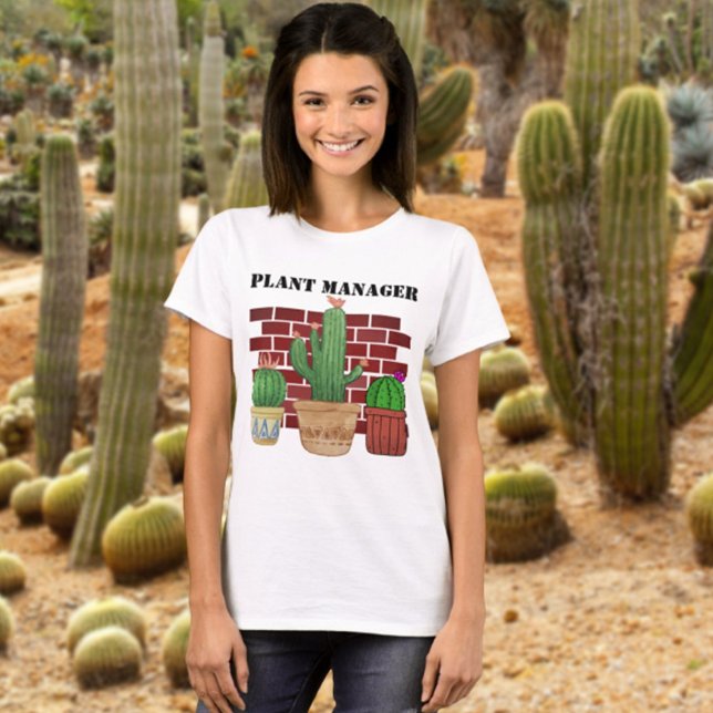 Cactus Art Funny Potted Pflanze Manager T-Shirt (Von Creator hochgeladen)