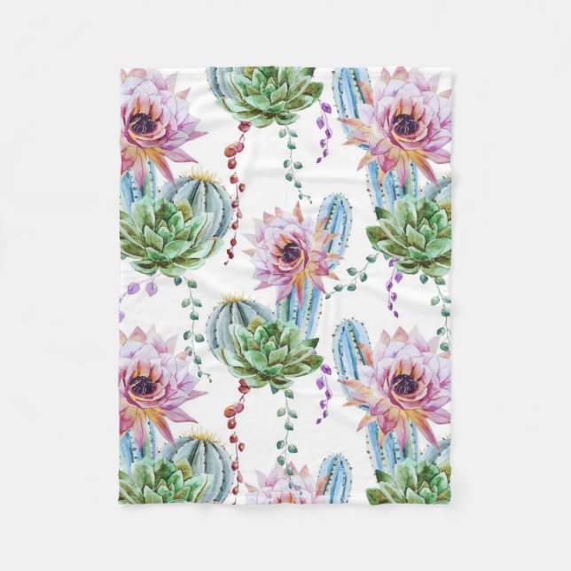 Cactus Art Pattern Fleecedecke (Vorderseite)