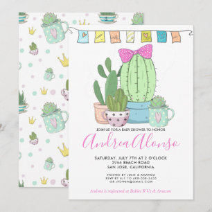 Cactus Baby Mädchen Babyparty-Einladung Einladung