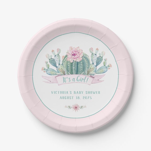 Cactus Baby Shower Paper Teller (Vorderseite)