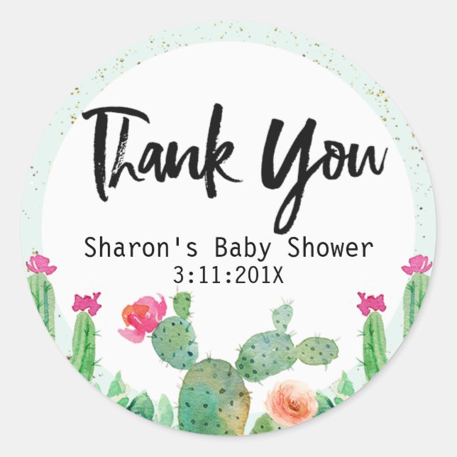 Cactus Baby Shower Sticker (Vorderseite)