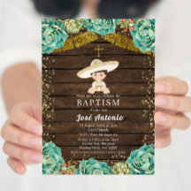 Cactus Baptism Invitation for Boy