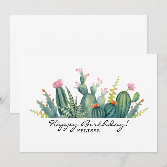 Cactus Birthday Card Einladung (Vorne/Hinten)