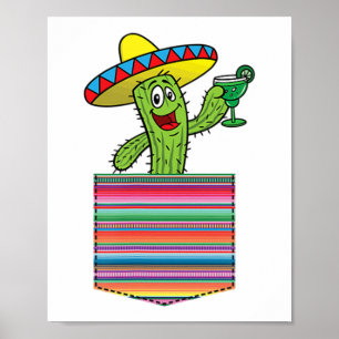 Cactus Blanket Pocket Serape Margarita Fiesta Teil Poster