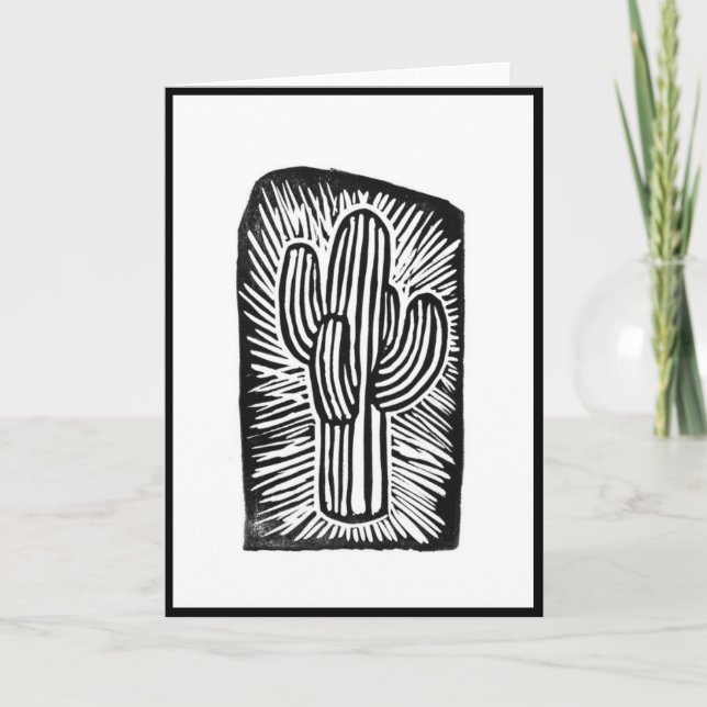 Cactus Block print Card Karte (Vorderseite)