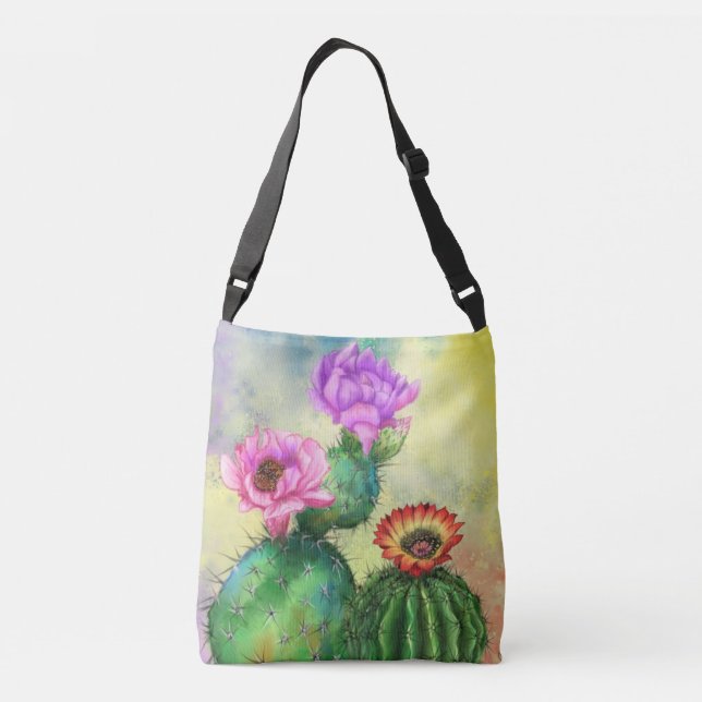 Cactus Blume Crossbody Bag beautiful Cacti Tragetaschen Mit Langen Trägern (Rückseite)