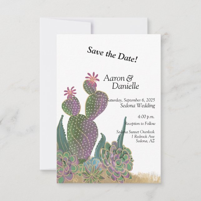 Cactus Blume Flat Save the Date Card (Vorderseite)