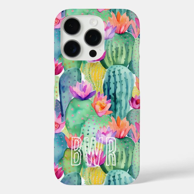 Cactus Blume INITIALS Case-Mate iPhone Hülle (Rückseite)