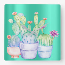 Cactus Blume Mint Pink Peach Coral Malerei