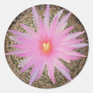 Cactus Blume Mosaic Bright Pink Floral Runder Aufkleber