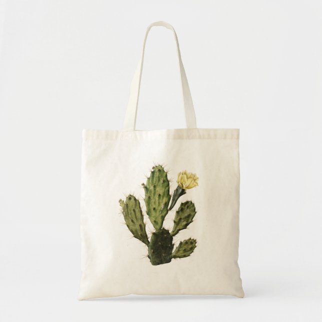 Cactus Blume Vintag Zeichnend Tote Bag Tragetasche (Vorne)