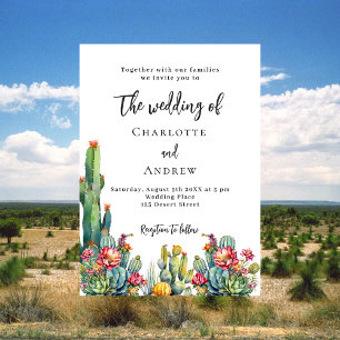 Cactus Blumen Hochzeit Einladung