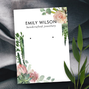 CACTUS BLUSH PROTEA FOLIAGE STUD EARRING DISPLAY VISITENKARTE