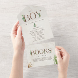 Cactus Book Request Baby Shower All In One Einladung