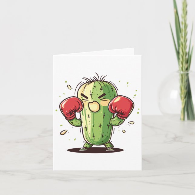 Cactus Boxer Funny Humour Ly Punch Karte (Vorderseite)