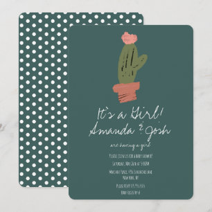 Cactus Bud Tropical Dots Mädchen-Baby-Party Einladung