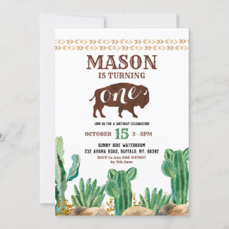Cactus Buffalo Wüste Geburtstagseinladung Einladung